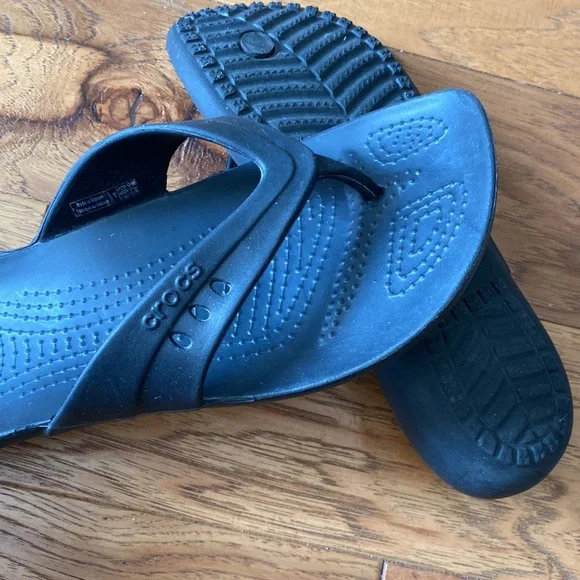 Black corcs sandles shoes flip flops slip on - Picture 1 of 8